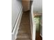 Carpeted stairs leading to living space with backyard view at 211 Buckland Dr, Alpharetta, GA 30022