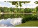 Scenic lake view surrounded by lush greenery, offering a tranquil and picturesque environment at 448 Teal Ct, Roswell, GA 30076