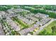 Aerial view of a suburban neighborhood featuring meticulously landscaped yards and well-maintained homes at 919 Olmsted Ln, Johns Creek, GA 30097