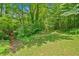 Lush green backyard with mature trees providing privacy and a peaceful natural setting at 144 Wiley Dr, Douglasville, GA 30134