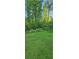 Lush green backyard with blooming plants surrounded by trees at 144 Wiley Dr, Douglasville, GA 30134