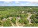 Expansive aerial view of a lush, green neighborhood with mature trees and winding roads beneath a bright, blue sky at 132 Copper Hills Dr, Canton, GA 30114