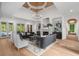 Comfortable living room featuring hardwood floors, fireplace, and stylish furnishings at 1084 Wrights Mill Rd, Canton, GA 30115