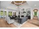 An expansive living room with a fireplace, light filled windows, and stylish decor at 1084 Wrights Mill Rd, Canton, GA 30115