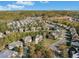 Aerial view of neighborhood with many homes surrounded by lush trees in autumn at 308 Evening Rain Crst, Canton, GA 30114