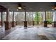 Large covered patio with stone pillars, wood and stone flooring, perfect for outdoor enjoyment at 970 Winding Creek Trl, Sandy Springs, GA 30328