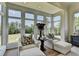 Sitting area provides stunning views of the lush, tree-filled backyard through large windows in the main bedroom at 2305 Braselton Hwy, Buford, GA 30519