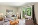 Cozy living room with gray sofa, area rug, and sliding door to patio at 3135 Reeves Se St, Smyrna, GA 30080