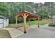 Wood gazebo featuring brick patio and a well maintained backyard at 425 Charlyne Way, Dacula, GA 30019