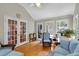 Bright sunroom featuring French doors, multiple windows, and comfortable wicker seating at 6034 Addington Nw Dr, Acworth, GA 30101