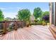 Large wooden deck with railings overlooking a well-manicured backyard and trees at 2400 Gants Hill Pl, Cumming, GA 30041