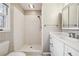 Bright bathroom with a tiled shower and a white vanity with ample storage space at 4211 Burnt Hickory Nw Rd, Marietta, GA 30064