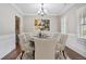 Formal dining room with hardwood floors, wainscoting, and elegant chandelier at 4884 Kentwood Dr, Marietta, GA 30068