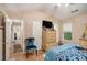 View of bedroom showing decor, and adjacent bathroom at 2631 Rolling Hills Way, Conyers, GA 30094