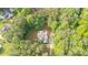 Aeria view shows a secluded home nestled among mature trees and lush greenery at 1206 Kincaid Rd, Marietta, GA 30066