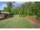 Expansive backyard with lush green lawn, mature trees, and elegant landscaping, offering privacy and serenity at 3024 Malbec Vly, Acworth, GA 30101