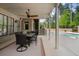 Covered patio, dining table and view of backyard pool, stairs and door to yard at 3024 Malbec Vly, Acworth, GA 30101