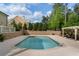 A backyard pool under blue sky, set against a backdrop of lush greenery and landscaping, perfect for outdoor enjoyment at 3024 Malbec Vly, Acworth, GA 30101