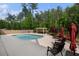 A sunny backyard features a pool, lounging chairs, and a pergola framed by mature trees at 3024 Malbec Vly, Acworth, GA 30101