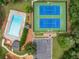 Aerial shot showcasing a community pool and tennis courts at 1519 Brookcliff Cir, Marietta, GA 30062