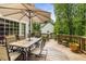 Outdoor deck space with a large table, umbrella and views of the surrounding landscape at 1519 Brookcliff Cir, Marietta, GA 30062