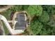 A bird's-eye view of the meticulously landscaped yard and outdoor patio at 2682 Boulder Creek Ne Dr, Roswell, GA 30075