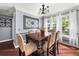 Dining room featuring hardwood floors, natural light, and stylish decor, perfect for entertaining at 411 Hollis Cir, Dallas, GA 30157