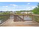Wooden back deck overlooking a serene pond, perfect for relaxation and outdoor enjoyment at 1544 Overview Cir, Lawrenceville, GA 30044