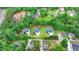 An aerial image captures homes nestled within a vibrant, green tree line at 165 Westbrook St, Buford, GA 30518