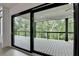 Sliding glass doors open to covered patio area, treed backyard. Great space for entertaining and relaxing at 165 Westbrook St, Buford, GA 30518