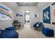 Fun secondary bedroom with New York Yankees theme and dormer window seating at 3013 Walker Hill Way, Marietta, GA 30064