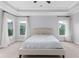 Spacious bedroom with carpet, tray ceiling, and three large windows at 3380 Labrouste Cv, Duluth, GA 30097
