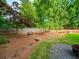 Landscaped backyard with mature trees and stone accents, creating a serene and natural setting at 4910 Conover Dr, Atlanta, GA 30338