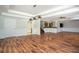 Basement with hardwood floors, recessed lighting, white trim and easy access to the bathroom at 704 Willowwind Dr, Loganville, GA 30052