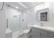 Updated bathroom featuring a glass door shower with white subway tile at 337 Liberty Dr, Acworth, GA 30102