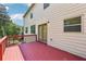 Spacious outdoor deck with stairs, and views of wooded backyard at 337 Liberty Dr, Acworth, GA 30102