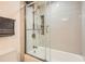This bathroom features new tiles in the shower/tub and a glass enclosure at 199 14Th St # 2502, Atlanta, GA 30309