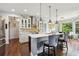 Well-lit kitchen showcasing an island with seating and modern stainless steel appliances at 4630 Carriage Walk Ln, Cumming, GA 30040