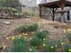 Backyard features flowers, daffodils, mature landscaping, and a covered pavilion at 3572 Dexter Way, Marietta, GA 30062