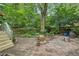 Backyard patio area surrounded by lush greenery and landscaping at 725 Brown Pl, Decatur, GA 30030