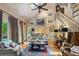 Bright living room boasting hardwood floors, a fireplace, vaulted ceilings, and staircase access at 1676 Grove Park Way, Decatur, GA 30033