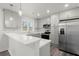 Modern kitchen featuring stainless steel appliances, stylish countertops, and gray cabinets at 1892 Buford Dam Rd, Buford, GA 30518