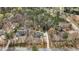 Aerial view of the home nestled amongst mature trees with a long driveway and lush surroundings at 195 Willow Way, Stockbridge, GA 30281
