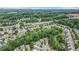 A scenic aerial view of a residential neighborhood with lush greenery and well-spaced homes at 6155 Falls Landing Dr, Cumming, GA 30040