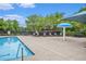 A refreshing community pool with lounge chairs and umbrellas, providing a relaxing oasis for residents at 6155 Falls Landing Dr, Cumming, GA 30040