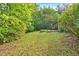 Large, grassy backyard with treeline and a patio area perfect for outdoor activities at 161 Gann Cemetery Rd, Dallas, GA 30157