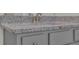 Close-up on a bathroom vanity with a granite countertop and modern hardware at 1610 Habersham Villa Dr, Cumming, GA 30041
