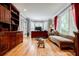 Bright office featuring custom cabinets, a large window, and hardwood floors at 3389 Robinson Farms Ne Trce, Marietta, GA 30068