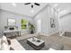 Airy living room boasts vaulted ceilings, a cozy seating area, a work desk and large windows at 1080 Westmont Sw Rd, Atlanta, GA 30311