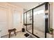 Modern bathroom shower stall with gray tile and a glass partition at 265 Riverclub Rd, Acworth, GA 30101